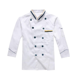 Chef Coat - Full Sleeves - Made Of Premium Quality Cotton - Piping Trim & Buttons (Available Size 38 , 40 , 42 , 44 , 46 , 48)