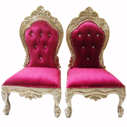 Vidhi-Mandap Chair -1 Pair (2 Chairs) - Made of wood & Brass coating