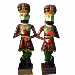 Rajesthani Darban Doll ( Pair Of 2) - 36 Inch - Made Of Wood