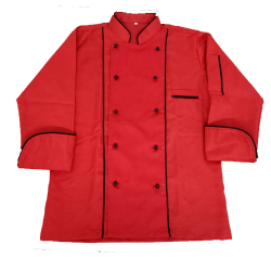 Chef Coat - Full Sleeves - Made Of Premium Quality Cotton - Piping Trim & Buttons.(Available Size 30, 40 , 42 )