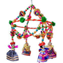 Decorative Puppet Jhumar -10 Inch X 15 Inch - Multi Color