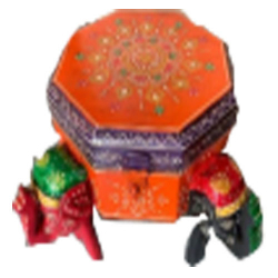 Elephant Octagonal Box - 7 Inch X 7 Inch - Made of Wood