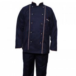 Kitchen Uniform - Chef Coat - Chef Vest - Unisex Chef Uniform - Kitchen Apparel - Double Breasted - Mandarin Style Collar - Full Sleeves - Made Of Premium Quality Cotton - Piping Trim & Buttons (Available Size 38 , 40 , 42 , 44 , 46 , 48)