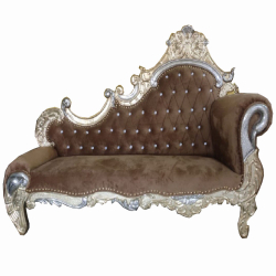 Heavy Wedding Sofa Couches - Made of Wooden & Brass Coating - Brown & Golden Color