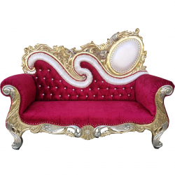 Udaipuri  Wedding Sofa & Couches - Made Of Wooden & Brass - Dark Pink & Golden Color.