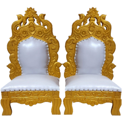 Vidhi Mandap Chair 1 Pair (2 Chairs)  - Made of Wood with Polish