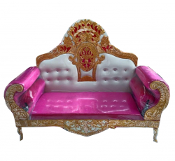 Pink & White Color - Regular - Couches - Sofa - Wedding Sofa - Maharaja Sofa - Wedding Couches - Made of Wooden & Metal