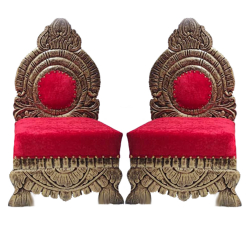 Vidhi Mandap Chair 1 Pair (2 Chairs)  - Made of Wood with Polish