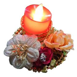 Diya Stand - 6 Inch - Made Of Artifical Flower