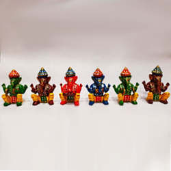Ganesh Music Band 6 Pieces Set - 2 Inch - Made Of Wood