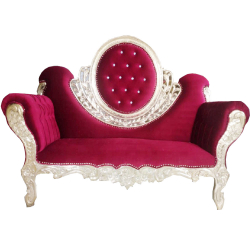 Heavy Wedding Sofa Couches - Made of Wooden & Brass Coating - Maroon & Golden Color