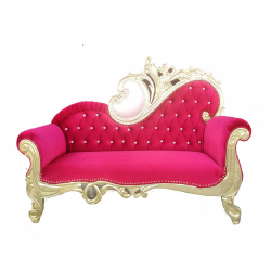 Udaipuri  Wedding Sofa & Couches - Made Of Wooden & Brass - Dark Pink & Golden Color