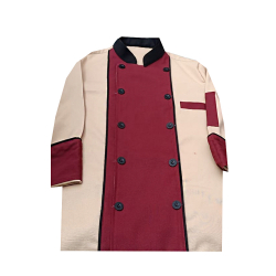 Chef Coat - Full Sleeves - Made Of Premium Quality Cotton - Piping Trim & Buttons.(Available Size 38 , 40 , 42 )