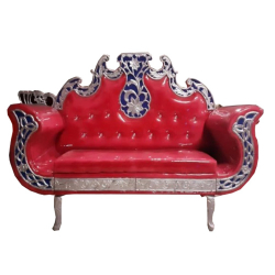 Red & silver Color - Regular - Couches - Sofa - Wedding Sofa - Maharaja Sofa - Wedding Couches - Made Of Wooden & Metal