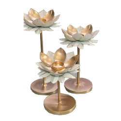Lotus Flower Candel Stand - Set of 3 - Made of Metal