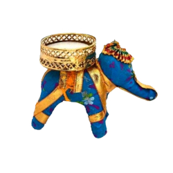 Elephant T light Holder with Wax -  Multi Color