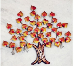 28 Inch X 32 Inch -  Wrought Iron Wall Hanging (Pipal Tree) - Multi Color