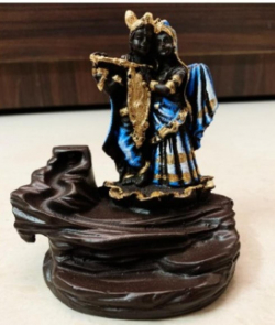 Radha Krishna Smoke Fountain - 3.5 Inch X 5 Inch - Made of Polyresin