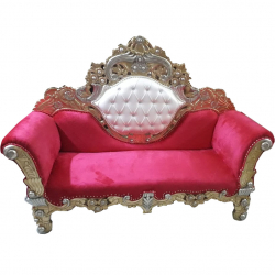 Udaipuri Sofa & Couches  - Made of Wooden & Brass - Pink  & White Color