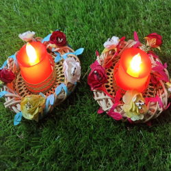 6 Inch Diya Stand - Table Decorative  - Wedding Decoration - Multi Color