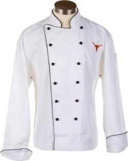 Chef Coat - Full Sleeves - Made Of Premium Quality Cotton - Piping Trim & Buttons - White Color (Available Size 38 , 40 , 42 , 44 , 46 , 48)