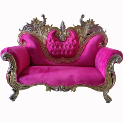 Heavy Wedding Sofa Couches - Made of Wooden & Brass Coating - Pink & Golden Color