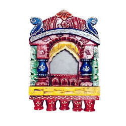 10 Inch - Wooden Hand Painted Wall Hanging Jharokha - Multi color