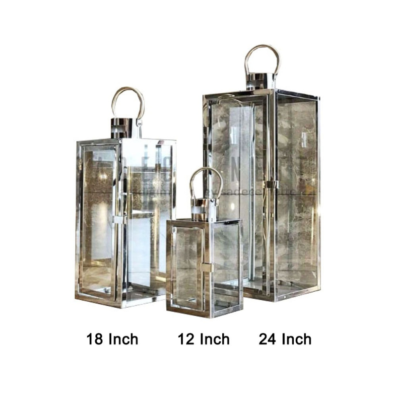 Buy Decorative Hanging Lantern Set of 3 Made of Stainless Steel