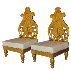 Mandap Chair 1 Pair ( 2 Chair )  - Made of Wooden - Cream & Golden Color