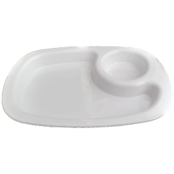 2 Compartments Snacks Plate - 8.6 Inch - Made Of Polypropylene