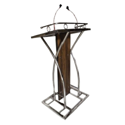 Podium with Paper Clip & 2 Mike - 4 FT - Made of Stainless Steel