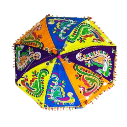 Peacock Design Rajasthani Umbrella   -  Made Of Cotton
