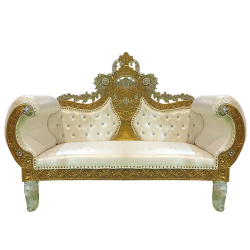 Heavy Wedding Sofa Couches - Made of Wooden & Brass Coating - White & Golden Color