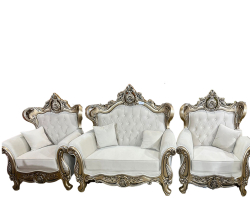 Wedding Sofa Set (1 Sofa & 2 Chairs) - Made Of Wood With Polish