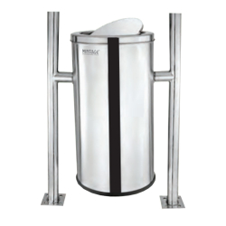 Mintage Outdoor Hanging Swing Bin With Lid - Made Of Stainless Steel