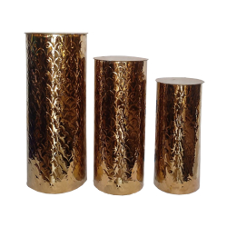 Decorative Cylindrical Shape Rizer - Set of 3 - Made of Golden Steel Sheet