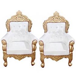 Mandap Wedding Chair - Chair Set - 1 Pair - White & Gol..