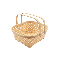 Bamboo Square Basket Double Handle - 8 Inch - Made of Bamboo Stick
