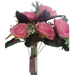 Artificial - 5 Patti C- Pink Rose 5 Stick Bunch
