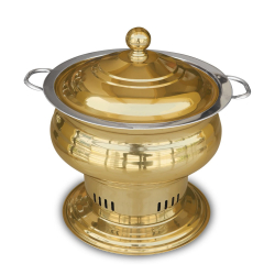 Malabar - Round Chafing Dish With Lid - 7.5 LTR - Made Of Stainless Steel