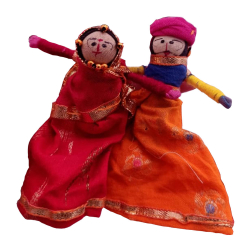 Standing Rajasthani Puppets - 3 Inch X 4 Inch - Multi Color