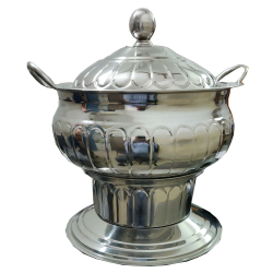 Round Chafing Dish With Lid - 6 LTR - Made Of Stainless Steel