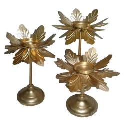 Lotus Flower Diya Stand - Set of 3 - Made of Metal