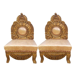 Vidhi Mandap Chairs 1 Pair (2 Chairs) - Made Of Wood With Polish
