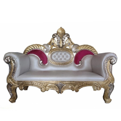 Heavy Wedding Sofa Couches - Made of Wooden & Brass Coating - Grey & Golden Color