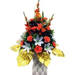 Artificial Flower Pillar Bouquet - Made of Plastic