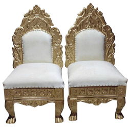 Vidhi Mandap Chair 1 Pair (2 Chairs)  - Made of Wood with Polish