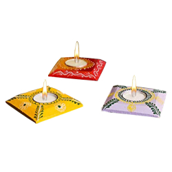 Floating T Light with Wax Candle - 3.25 Inch  x 3.25 Inch - Multi Color