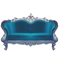 Heavy Wedding Sofa Couches - Made of Wooden & Brass Coating - Blue & Silver Color