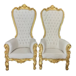 Mandap Chair 1 Pair (2 Chair) - Made Of Wood - White & Golden Color